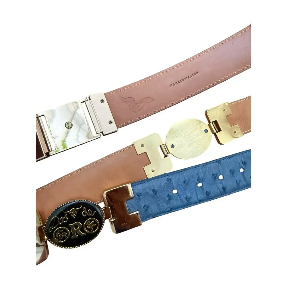 Dos de Oro & Wild West Boots Exotic Leather Western Belt Bundle Size 36